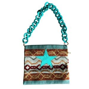 Southwest Genuine Leather Women's Bag with Turquoise Star